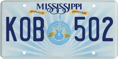 MS license plate KOB502