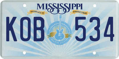MS license plate KOB534