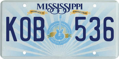 MS license plate KOB536