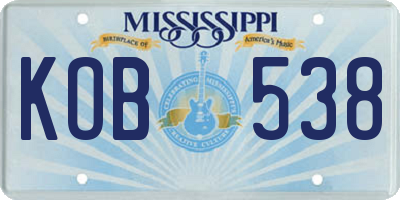 MS license plate KOB538
