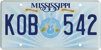 MS license plate KOB542