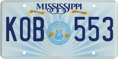 MS license plate KOB553