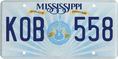 MS license plate KOB558