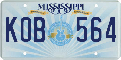 MS license plate KOB564