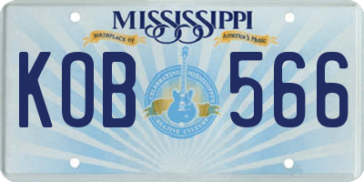 MS license plate KOB566