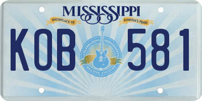 MS license plate KOB581