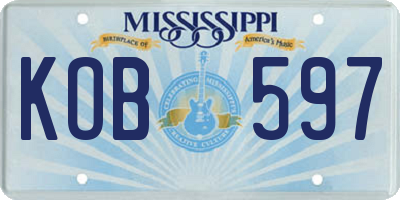 MS license plate KOB597
