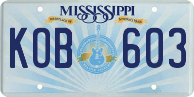 MS license plate KOB603