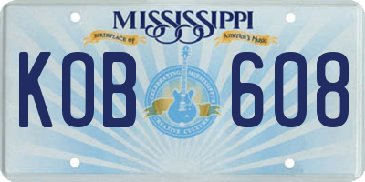 MS license plate KOB608