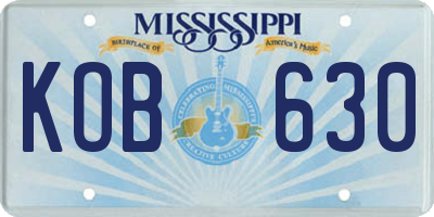 MS license plate KOB630