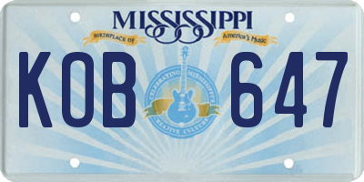 MS license plate KOB647