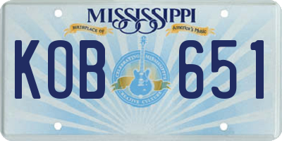 MS license plate KOB651