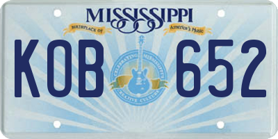 MS license plate KOB652