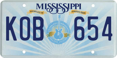 MS license plate KOB654