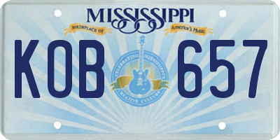 MS license plate KOB657