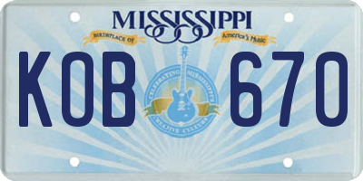 MS license plate KOB670
