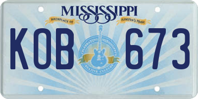 MS license plate KOB673