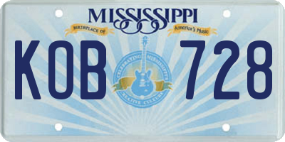 MS license plate KOB728