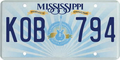 MS license plate KOB794