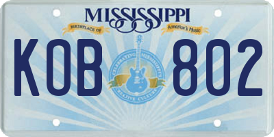 MS license plate KOB802