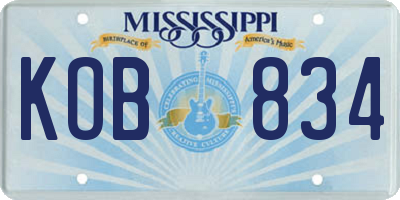 MS license plate KOB834
