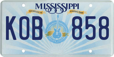 MS license plate KOB858