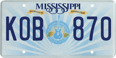 MS license plate KOB870