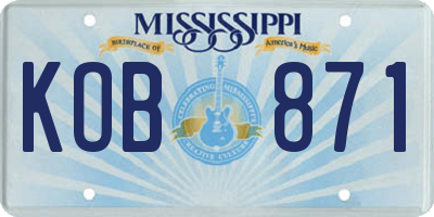 MS license plate KOB871