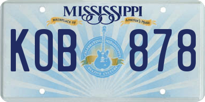 MS license plate KOB878