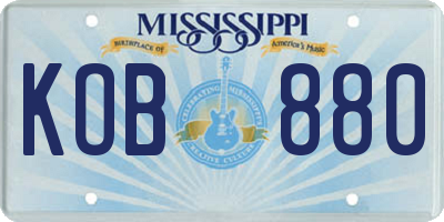 MS license plate KOB880