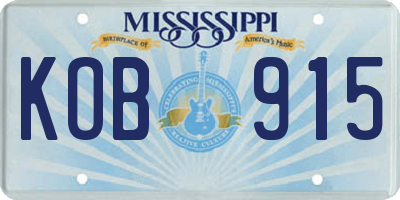 MS license plate KOB915