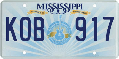 MS license plate KOB917
