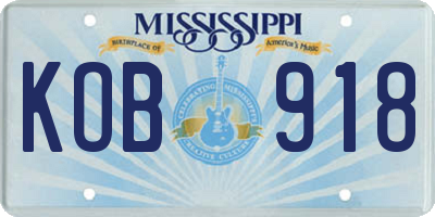 MS license plate KOB918