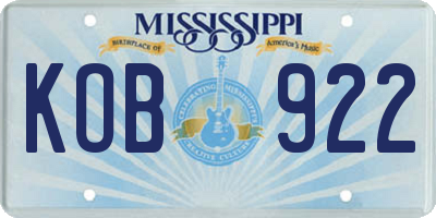 MS license plate KOB922