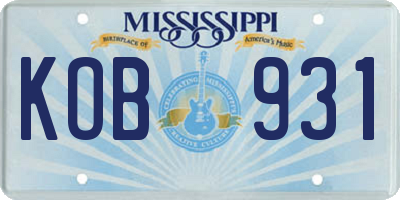 MS license plate KOB931