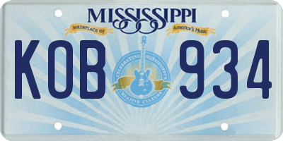 MS license plate KOB934