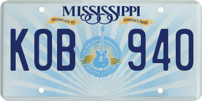 MS license plate KOB940