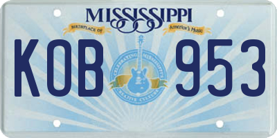 MS license plate KOB953