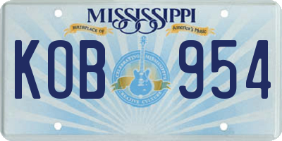MS license plate KOB954