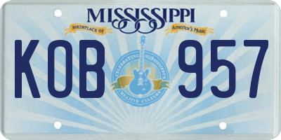 MS license plate KOB957