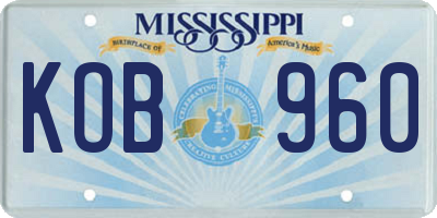 MS license plate KOB960