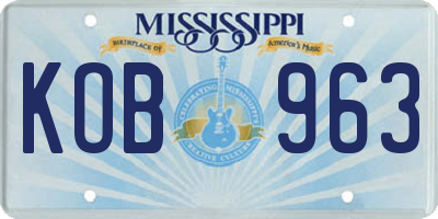 MS license plate KOB963