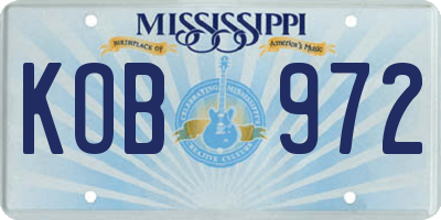 MS license plate KOB972