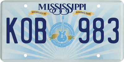 MS license plate KOB983