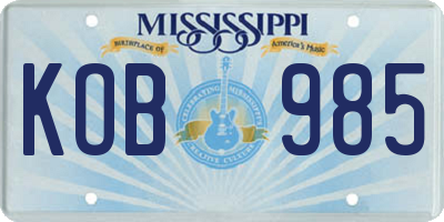 MS license plate KOB985