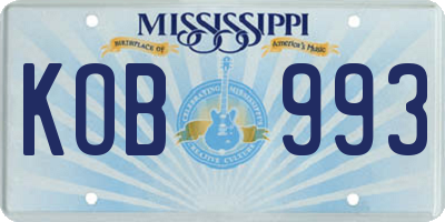 MS license plate KOB993