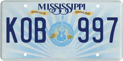 MS license plate KOB997