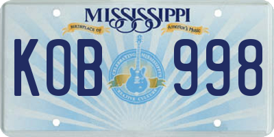 MS license plate KOB998