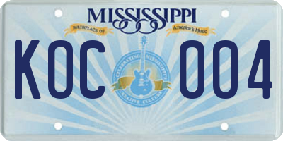 MS license plate KOC004