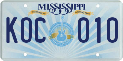 MS license plate KOC010